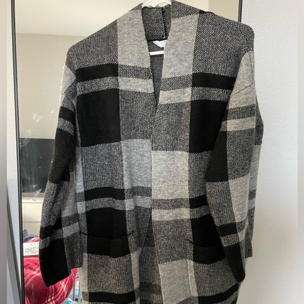 Plaid Cardigan Oversized Sweater